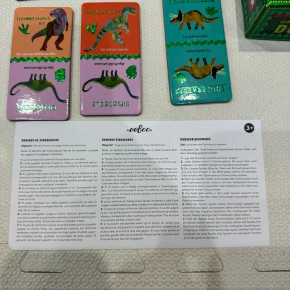 New Giant Shiny Dinosaur Dominoes By Eeboo 3+ - Picture 8 of 8